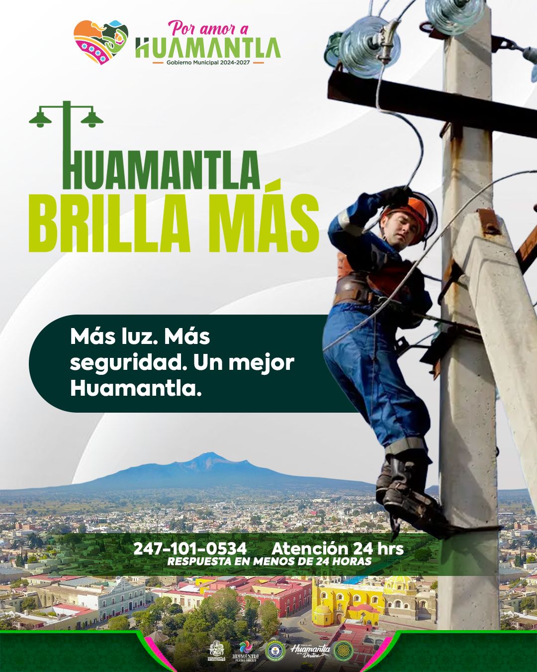 Brigadas 'Huamantla Brilla Más' fortalecen la atención de luminarias en el municipio